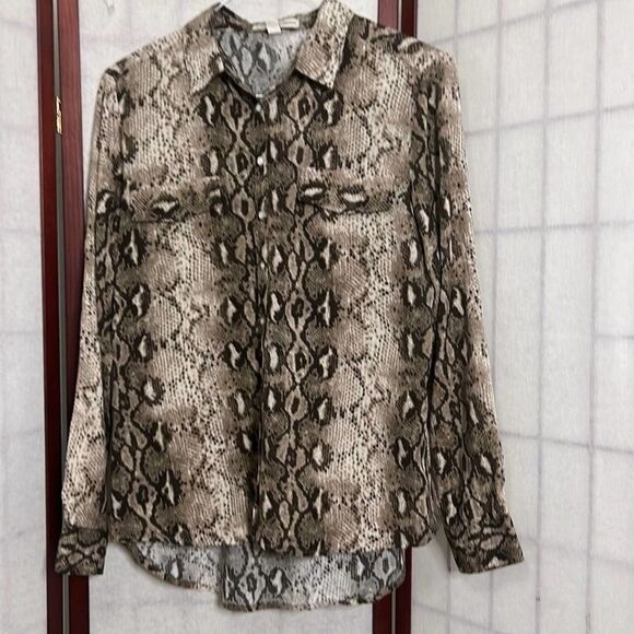 ALEXANDER JORDAN ANIMAL PRINT BLOUSE M - Picture 1 of 5